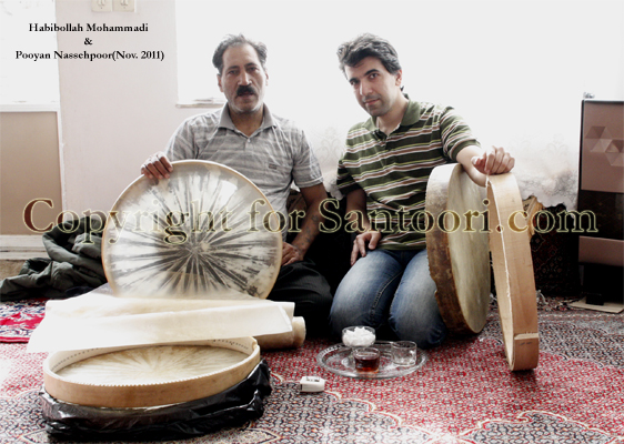 Santoori.com manager Pooyan Nassehpoor and Habibollah Mohammad the legendary Daf maker from Kurdistan